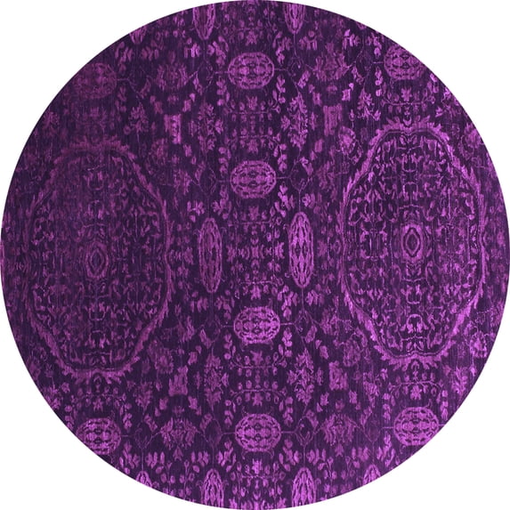 Ahgly Company Indoor Round Abstract Purple Contemporary Area Rugs, 8' Round