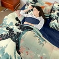 thumbnail image 4 of jejeloiu Japanese Style 7-Piece Bedding Comforter Set,Ocean Wave King Bedding Sets,Natural Scenery Bed Sheets For Teens,Ultra Soft Home Decor Reversible, 4 of 8