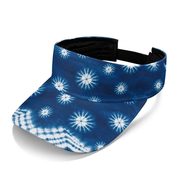 FUIALDOLG Blue Tie-dye Print Sun Visor Hats Women Adjustable Visors Summer Beach Hat Men Sport Outdoor Cap Golf Travel