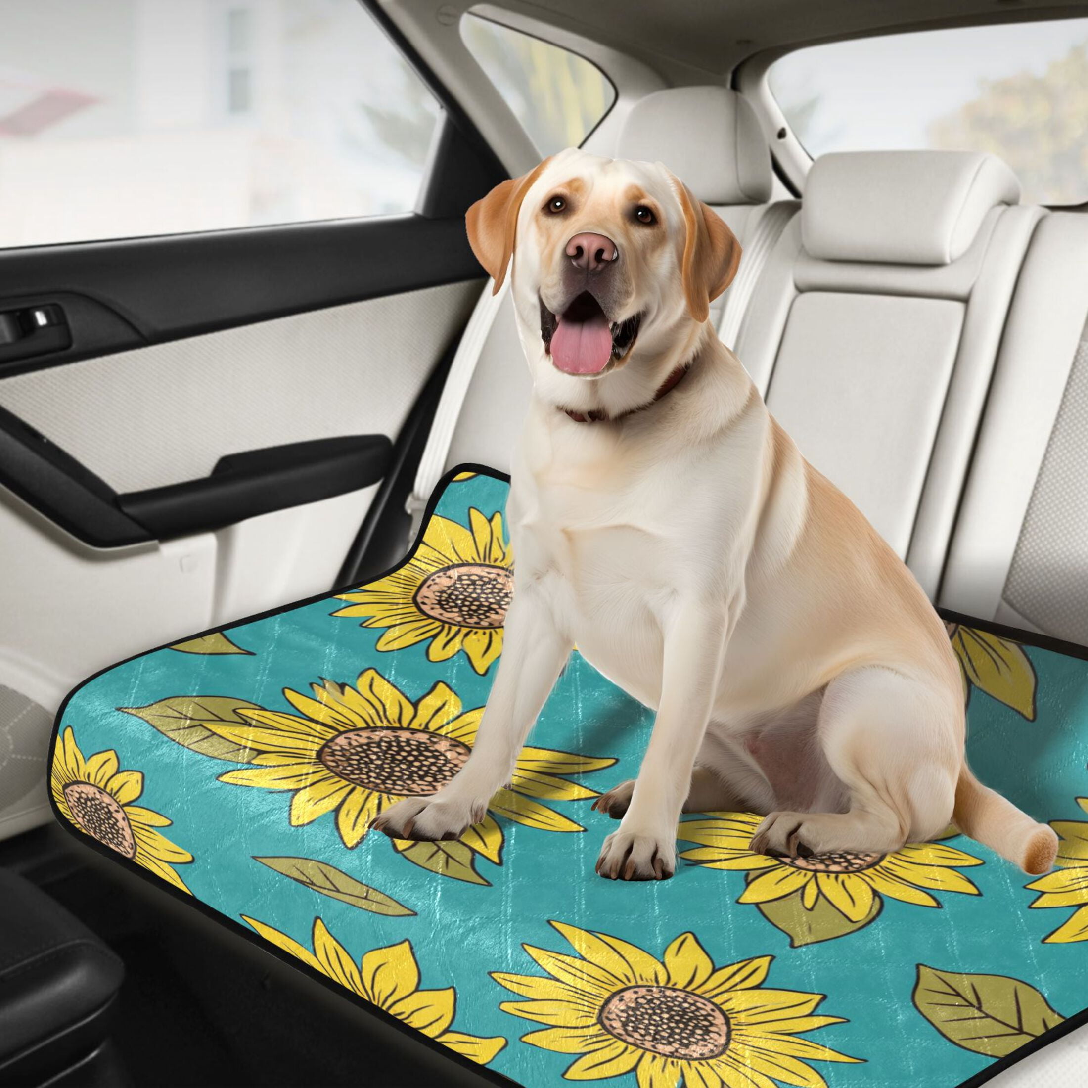 Washable Pet Pee Pads with Super Absorbent Reusable Training Pads for Dogs & Cats Yellow Sunflowers Pattern