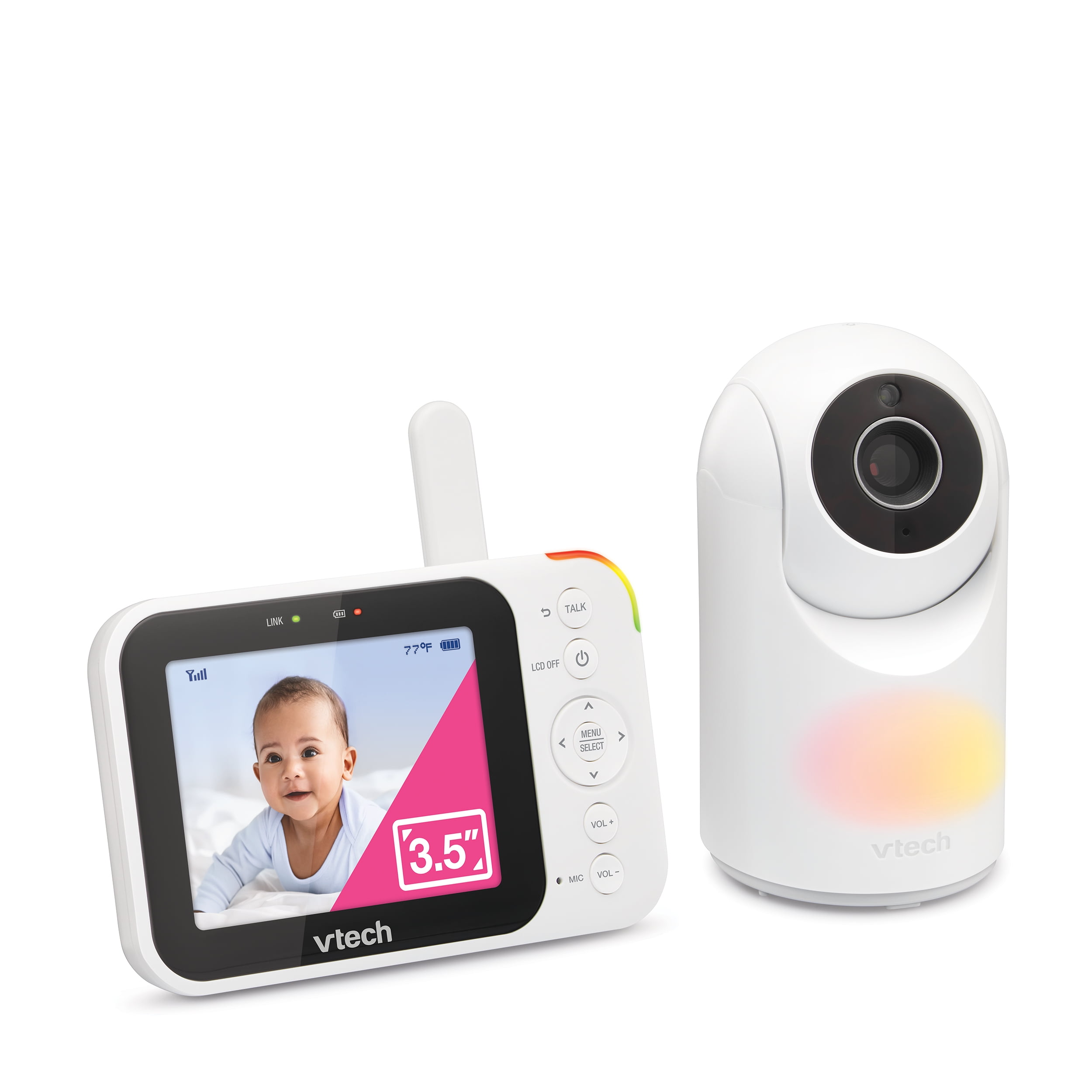 VTech 3.5" Digital Video Baby Monitor with Pan and Tilt and Night Light, VM4263 (White)