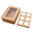thumbnail image 1 of CAROOTU 10PCS 2/4/6 Holes Kraft Paper Cupcake Packing Box Muffin Wedding Party Case Holder Box, 1 of 7