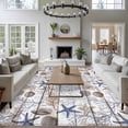 thumbnail image 3 of 6'x9' Area Rugs, Blue Coastal Indoor Outdoor Area Rug for Living Room Bedroom, Starfish Shell Coral Ocean Wooden Washable Bathroom Rugs Kitchen Floor Carpet Mats Home Decor Aesthetic, 3 of 8