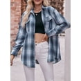 thumbnail image 6 of Michellecmm Women Fashion Shirts Plaid Turn-Down Collar Button Down Tie Knot Long Sleeve Blouses Spring Fall Casual Loose Tops Streetwear, 6 of 8