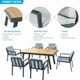 thumbnail image 3 of HIGOLD 6801 Nofi Patio Furniture, 7 Pieces Outdoor Dining Set with Umbrella hole, Matte Charcoal Aluminum Frame, Imitated Teak Aluminum Tabletop, 3 of 10