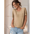 thumbnail image 5 of Women'S Scoop Neck Knit Hollow Out Tunic Tops Khaki S, 5 of 8