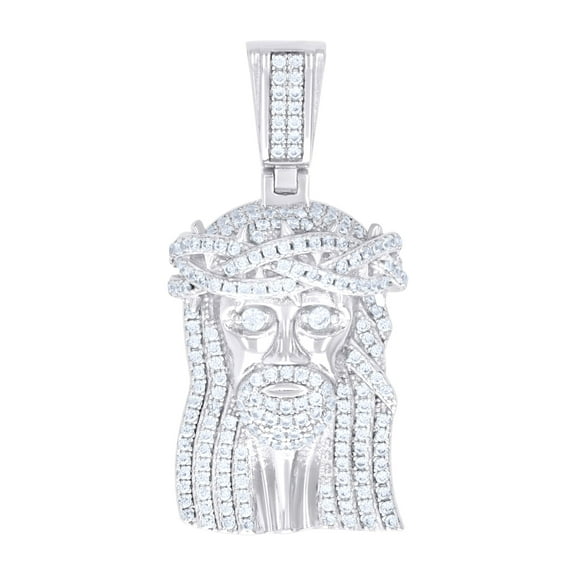 925 Sterling Silver Unisex Cubic-zirconia Jesus Religious Charm Pendant for Men Women