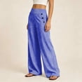 thumbnail image 6 of KIHOUT Womens Striped Waist Wide Leg Pants High Rise Elastic Back Casual Loose Fit Straight Leg Trousers with Pockets Daily Wear, 6 of 7