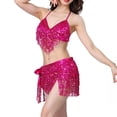 thumbnail image 5 of Sexlip Womens Belly Dance Costume Top And Skirt Set Sequin Design Sparkly Fabric Relaxed Silhouette for Themed Events Pink Free Size, 5 of 7