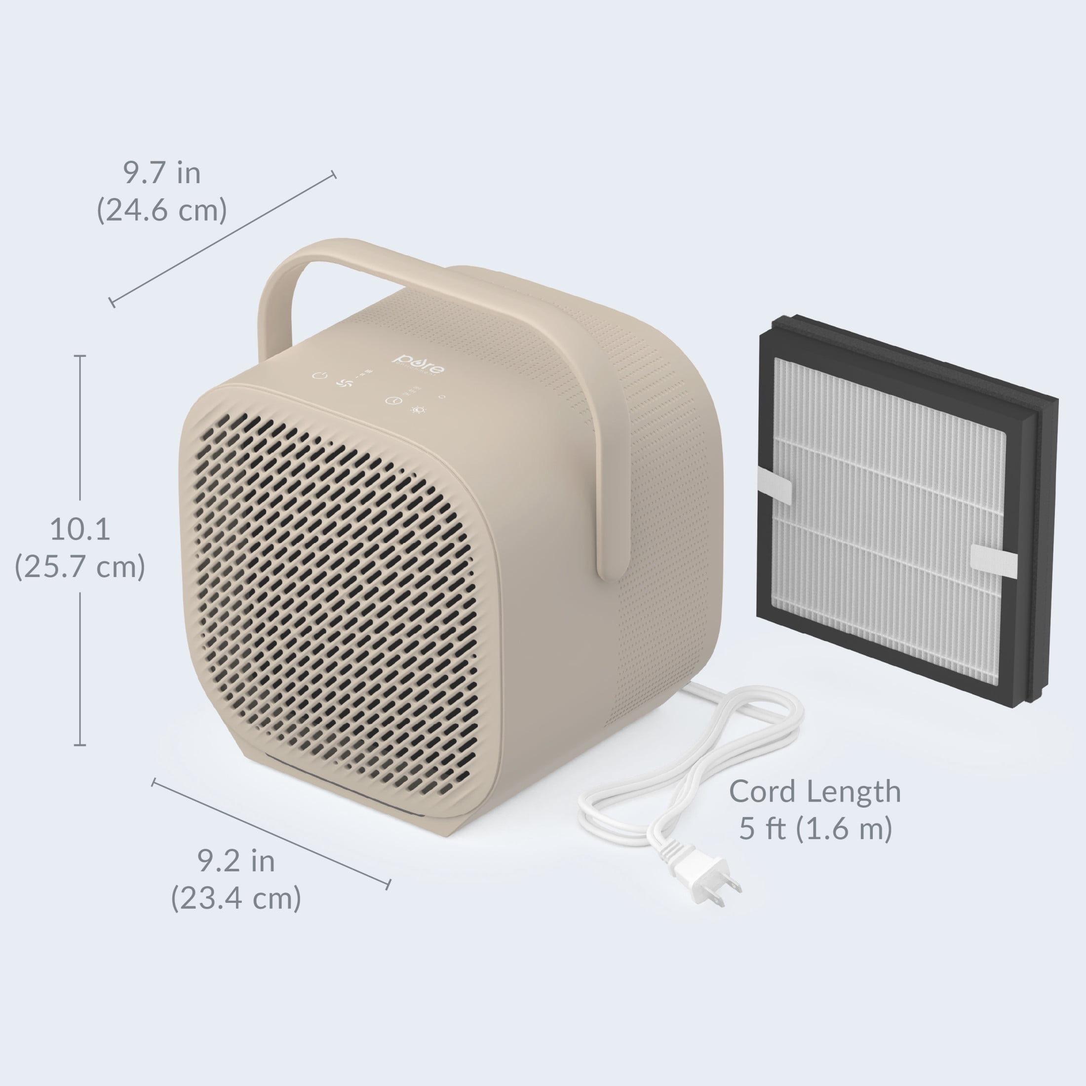 Pure Enrichment PureZone DUO Tabletop Air Purifier – True HEPA, Dual Direction Airflow, 3-Stage Filtration Captures Dust, Smoke, Odors - Large Rooms up to 615 sq. ft. (Sweet Oat)