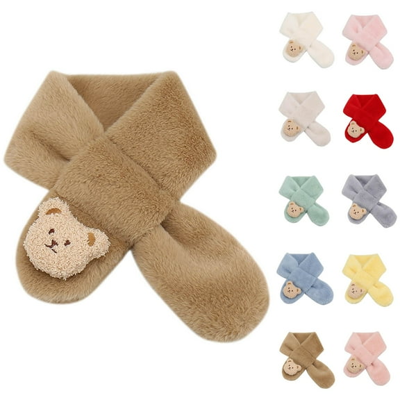 Lovzfmll Scarf for Kids, Cute Bear Ultra-Soft Plush Thick Warm Scarf for Winter Toddler & Little Boys Girls 1-12 Years
