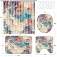 thumbnail image 7 of 4 Pcs Bathroom Shower Curtain Set,Bathroom Sets with Rugs(Bath Mat,U Shape and Toilet Lid Cover Mat) and 12 Hooks,Sky Blue Honeycomb Marble, 7 of 7