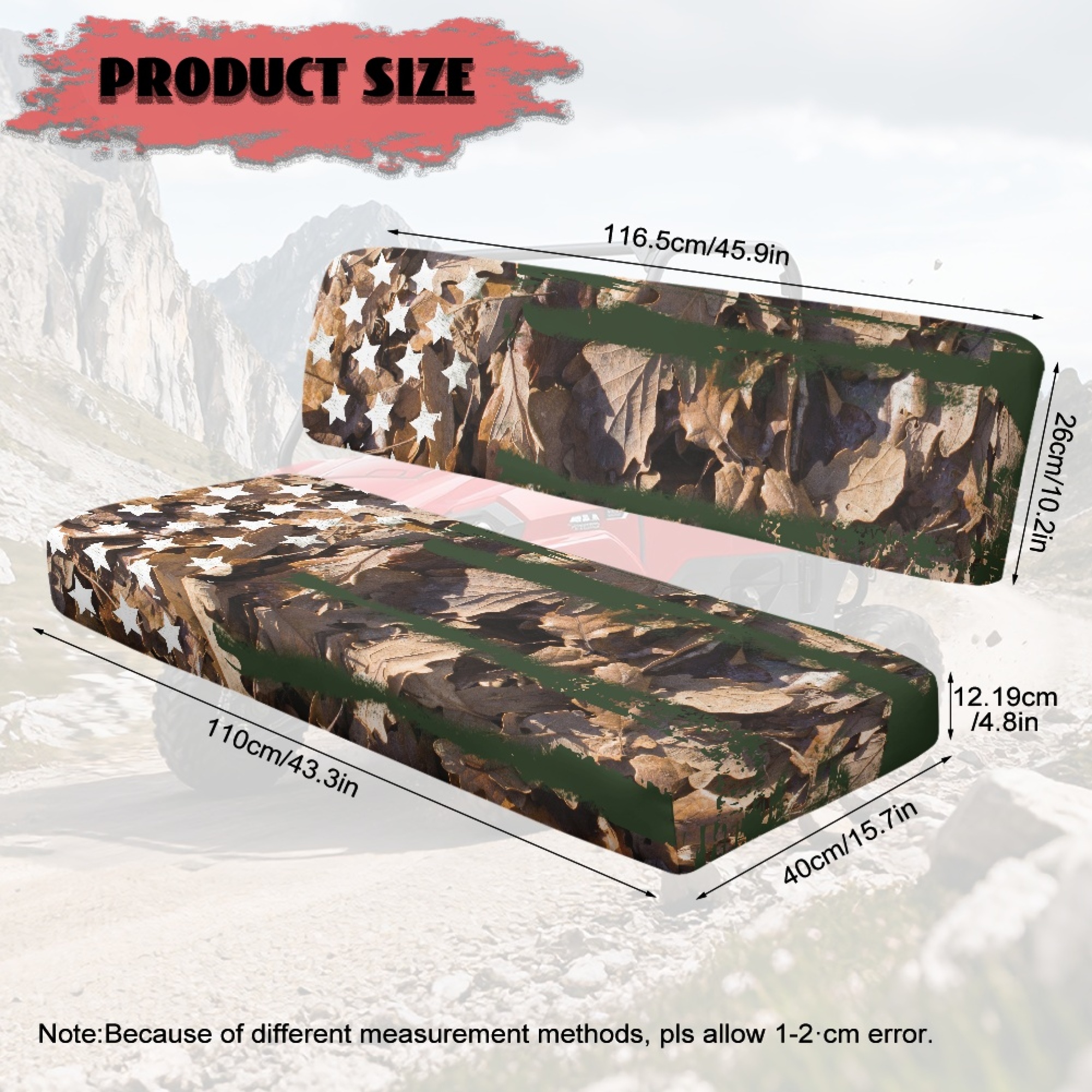Jeiento American Flag UTV Seat Cover Anti-Slip Camo Hunting UTV Mule Seat Covers Compatible with Kawasaki Mule 3020 2003 2002 2001