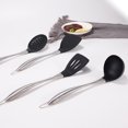 thumbnail image 3 of Juego de utensilios de cocina de silicona de 4 piezas con mango hueco de acero inoxidable: cuchara sopera, cuchara coladora y cucharón, 3 of 4