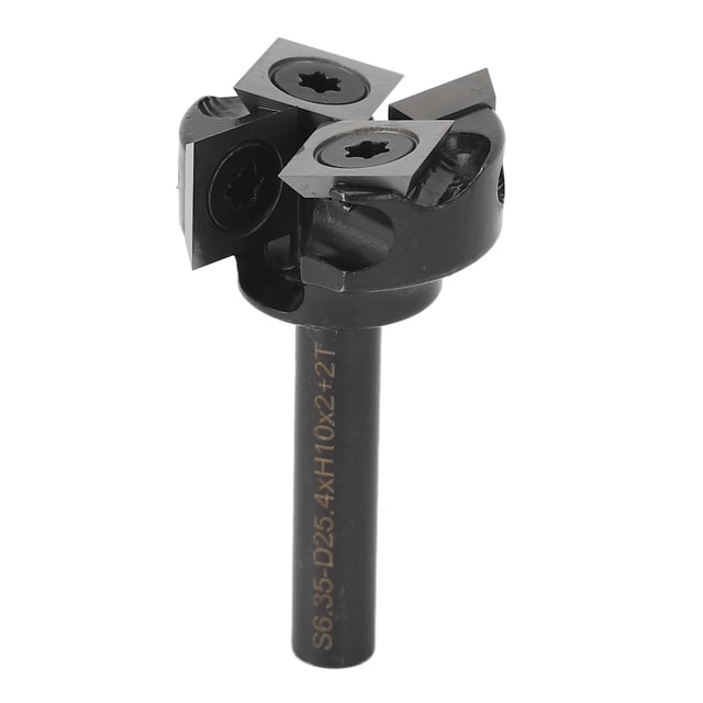 Fresa de superficie para tablero de alerón CNC, vástago de 1/4, 4 flautas, inserto de carburo para aplanamiento de losas, estilo cepilladora, diámetro de corte de 1 pulgada