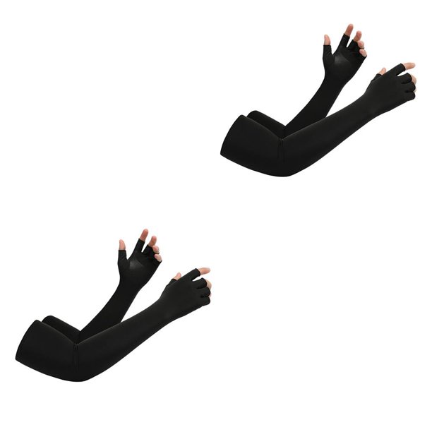 Yuarrent 1 par de fundas de refrigeración, fundas transpirables para sombra de sol, funda protectora para brazos portátil para ocio, Negro Tipo 2 2Conjunto