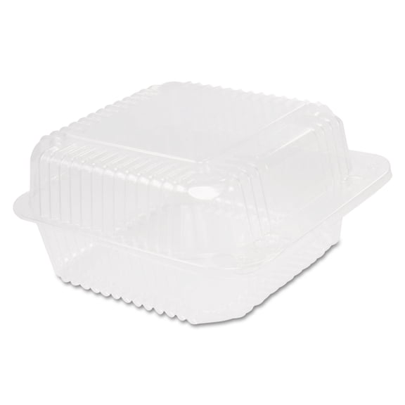 Dart C25UT1 Staylock Clear Hinged Container Square Deep Base, 6 1/10x6 1/2x3,125/pk 4 Pk/ct