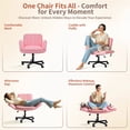 thumbnail image 4 of BOSSIN Pink Criss Cross Chair with Armrests & Wheels,Foldable Armrest PU Leather Vanity Chair – Thickened Swivel Office Desk Chair for Home, Makeup Room & Bedroom, 4 of 7