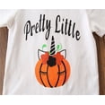 thumbnail image 2 of Infant Baby Girls Halloween Pretty Little Pumpkin Romper and Tutu Skirt with Headband 3pcs Set (90/12-18 Months, Black), 2 of 4