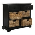 thumbnail image 3 of SAFAVIEH Herman Storage Unit with Wicker Baskets, Distressed Black, for Entryway or Living Room, 3 of 7