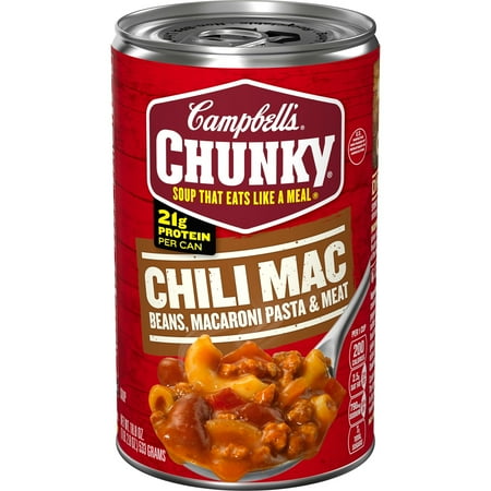 Campbell's Chunky Soup, Ready to Serve Chili Mac, 18.8 oz Can, (Pack of 4)