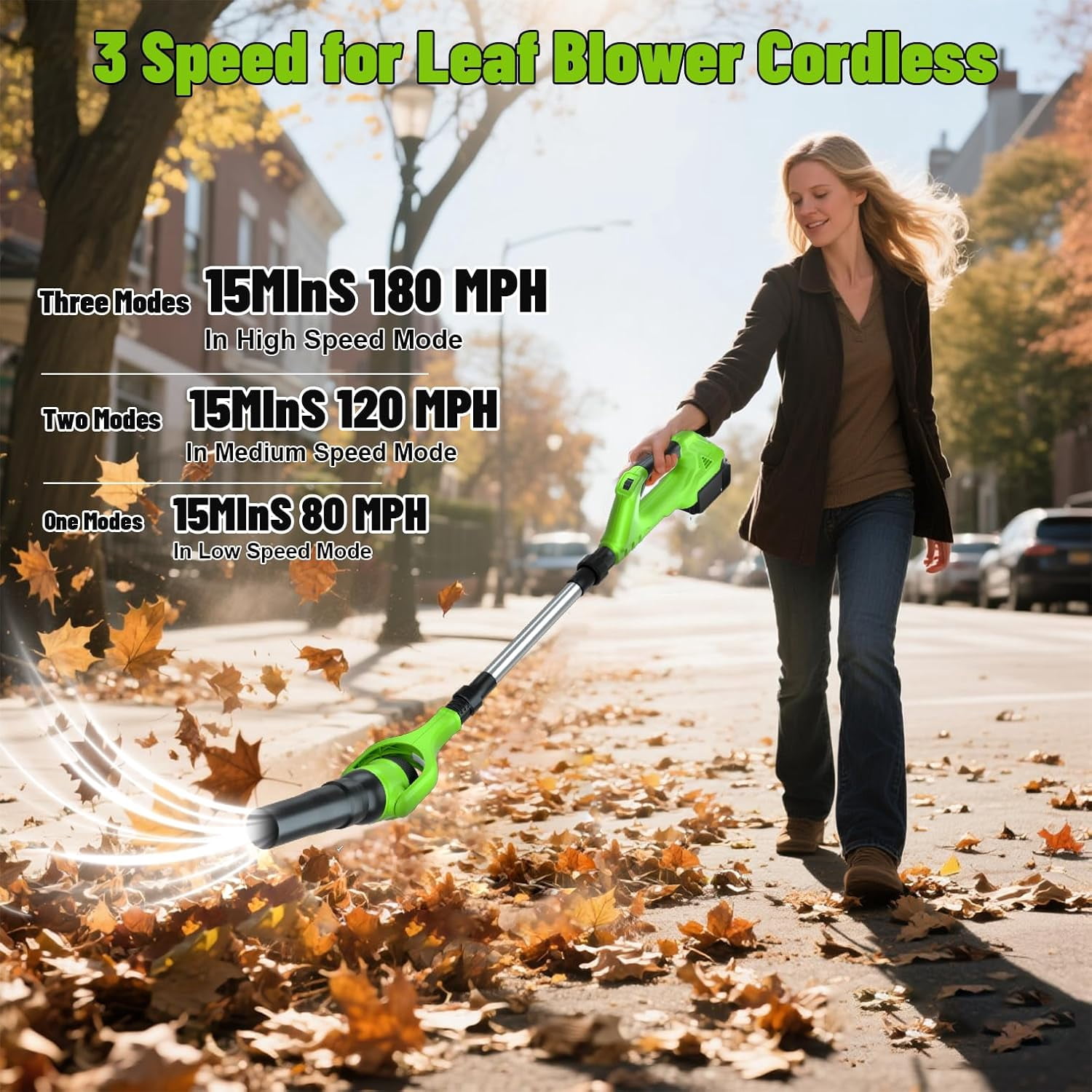 AP Leaf Blower Cordless,40V Electric Leaf Blower Cordless with 2 Batteries,Adjustable 300° Multi-Angle Rotation Nozzle 3 Speed Modes 500CFM/180MPH for Lawn Care,Patio, Dust, Leaves,Yard,Car,Gutter