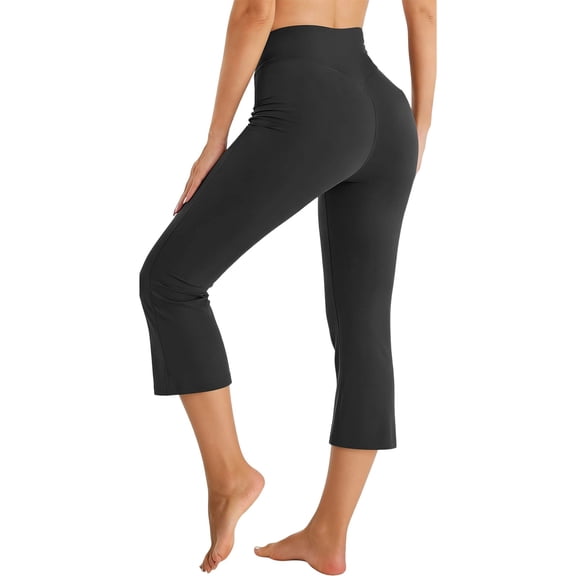 JYnXIANTI Womens Capris High Waisted Butt Lifting Flare Leggings Comfy Yoga Athletic Capri Pants Ladies Soft Lounge Clothes