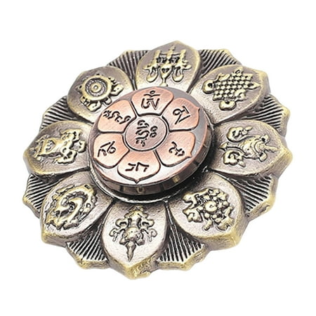 Buddhist Lotus Meditation Fidget Spinner - Antique Copper Finish with Sacred Symbols for Stress Relief Anxiety & Focus - Spiritual Mindful Relaxation Tool for Adults & Teens