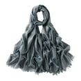 thumbnail image 1 of Women Scarf Retro Shiny Tassel Solid Color Headscarf Wide Long Decorative Windproof Glossy Washable Lady Shawl Clothes Accessory, 1 of 10
