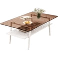 thumbnail image 6 of Holaki Glass Coffee Table, Rectangle Tempered Glass Table, 2-Tier Center Table  with Clear Tempered Glass Top Metal Leg, Mordern Home Office Furniture, 6 of 8