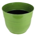 thumbnail image 2 of Garden Elements Indoor/Outdoor Glazed Brushed Happy Plastic Planter, Large, Dark Green, 15", 2 of 5