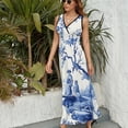 thumbnail image 6 of Blue Chinoiserie Toile Lady Dress Summer Street Style Bohemia Long Dresses Female Sleeveless Printed Maxi Dress, 6 of 9
