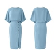 thumbnail image 4 of Women's 2 Piece Set, Batwing Sleeve Round Neck Top and High Waist Slit Midi Skirt, Elegant Orange Outfit for Office or Business, 2026 New Limited-time Offer, 4 of 6