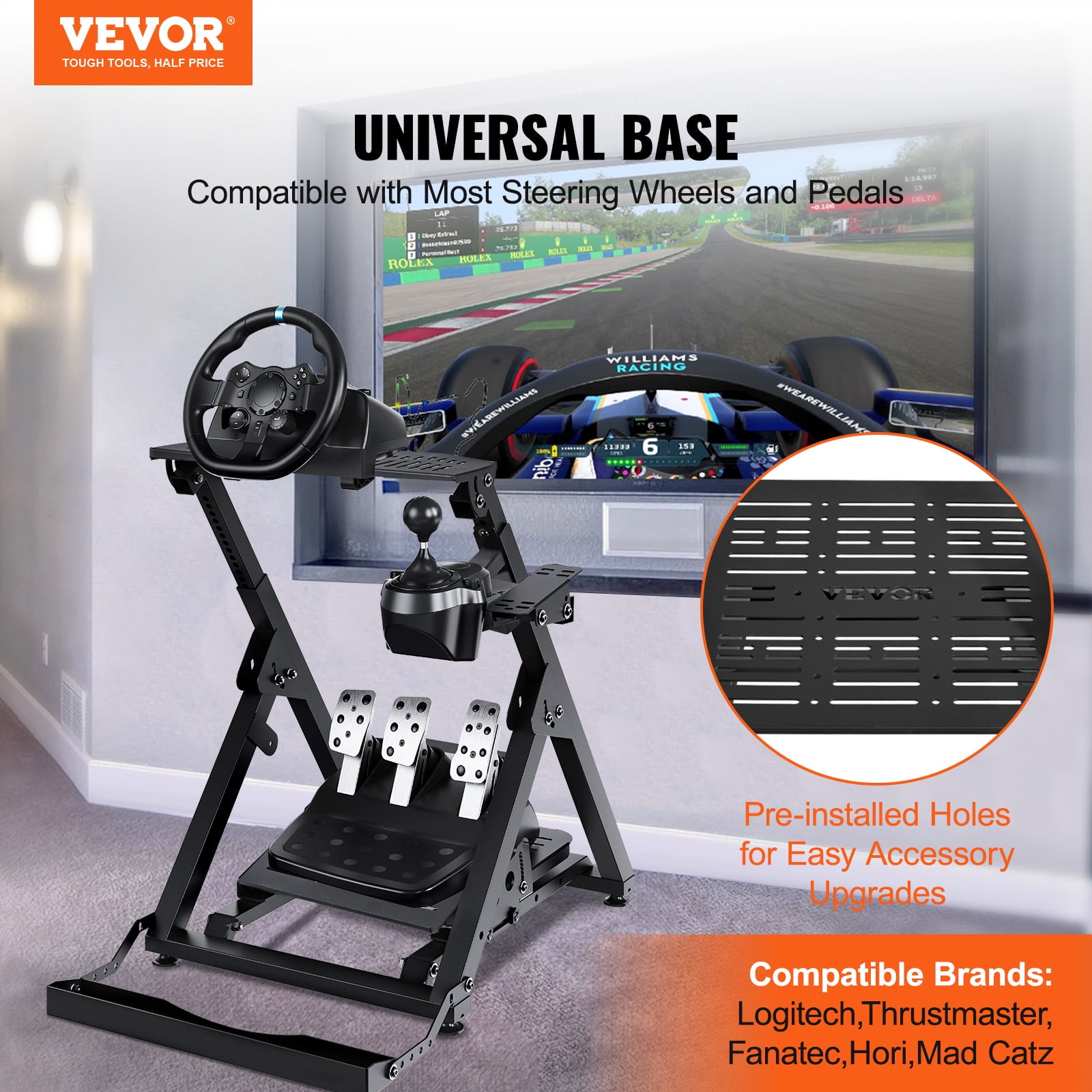 VEVOR Racing Steering Wheel Stand Height Adjustable Portable Fit for Mainstream Brands