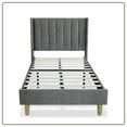 thumbnail image 4 of Tslinn Low Profile Upholstered Platform Bed,Twin Beds with Dark-Grey(Velvet) Wood, 4 of 5