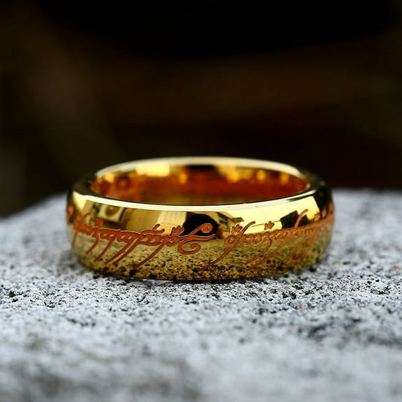 Men's Ring Titanium Steel Band Electroplated Stainless Steel Ring with Personalized Letter Number Word Design Fashion Jewelry 7MM Width