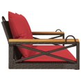 thumbnail image 3 of vidaXL Swing Bench with Cushions Brown 109x62x40 cm Poly Rattan, 3 of 5