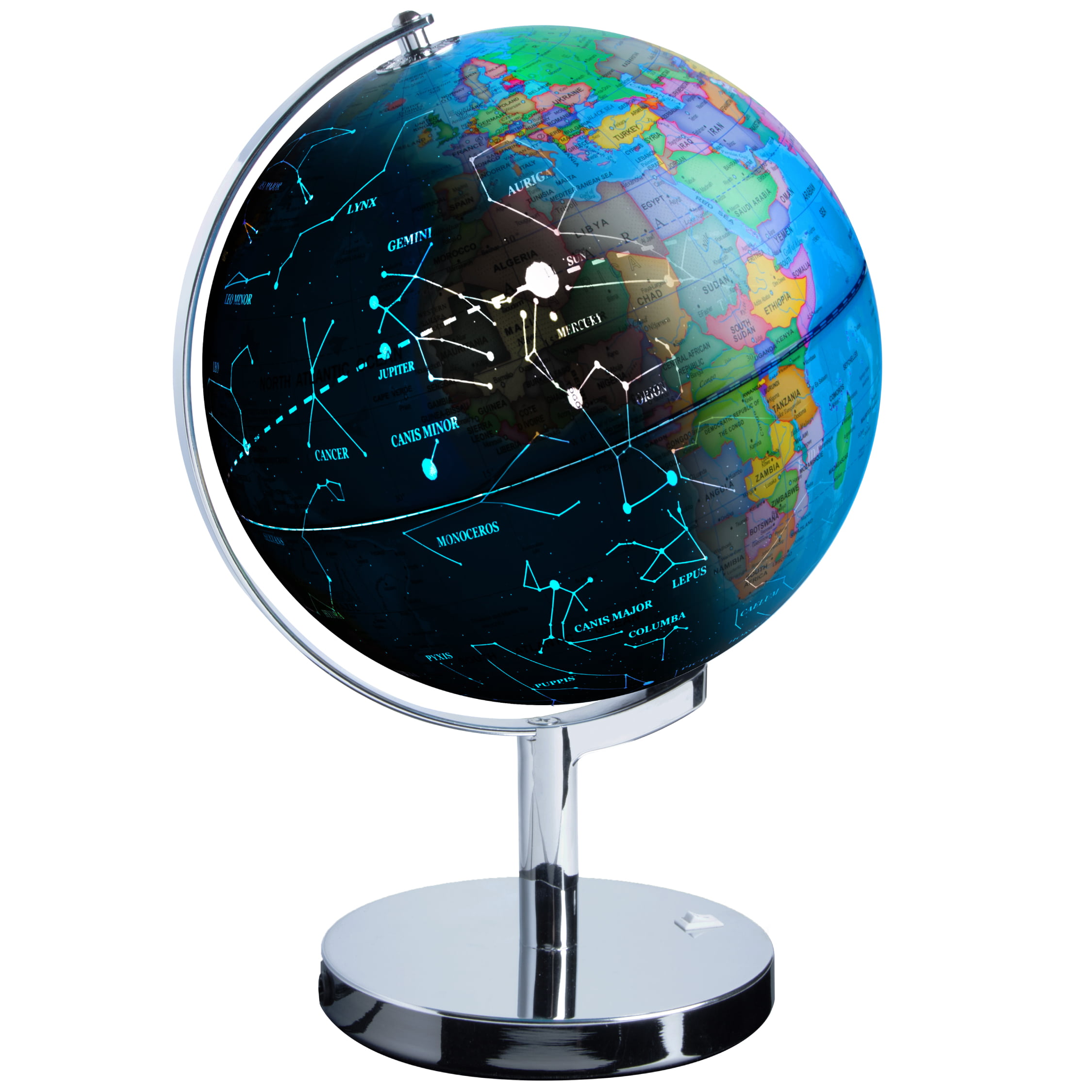 2 in 1 Illuminated World Globe For Kids Light Up Night View Science 
