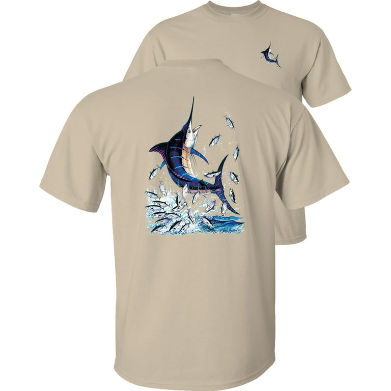 Fair Game Blue Marlin Fishing T-Shirt, Fishing Graphic Tee-Sand-XL 