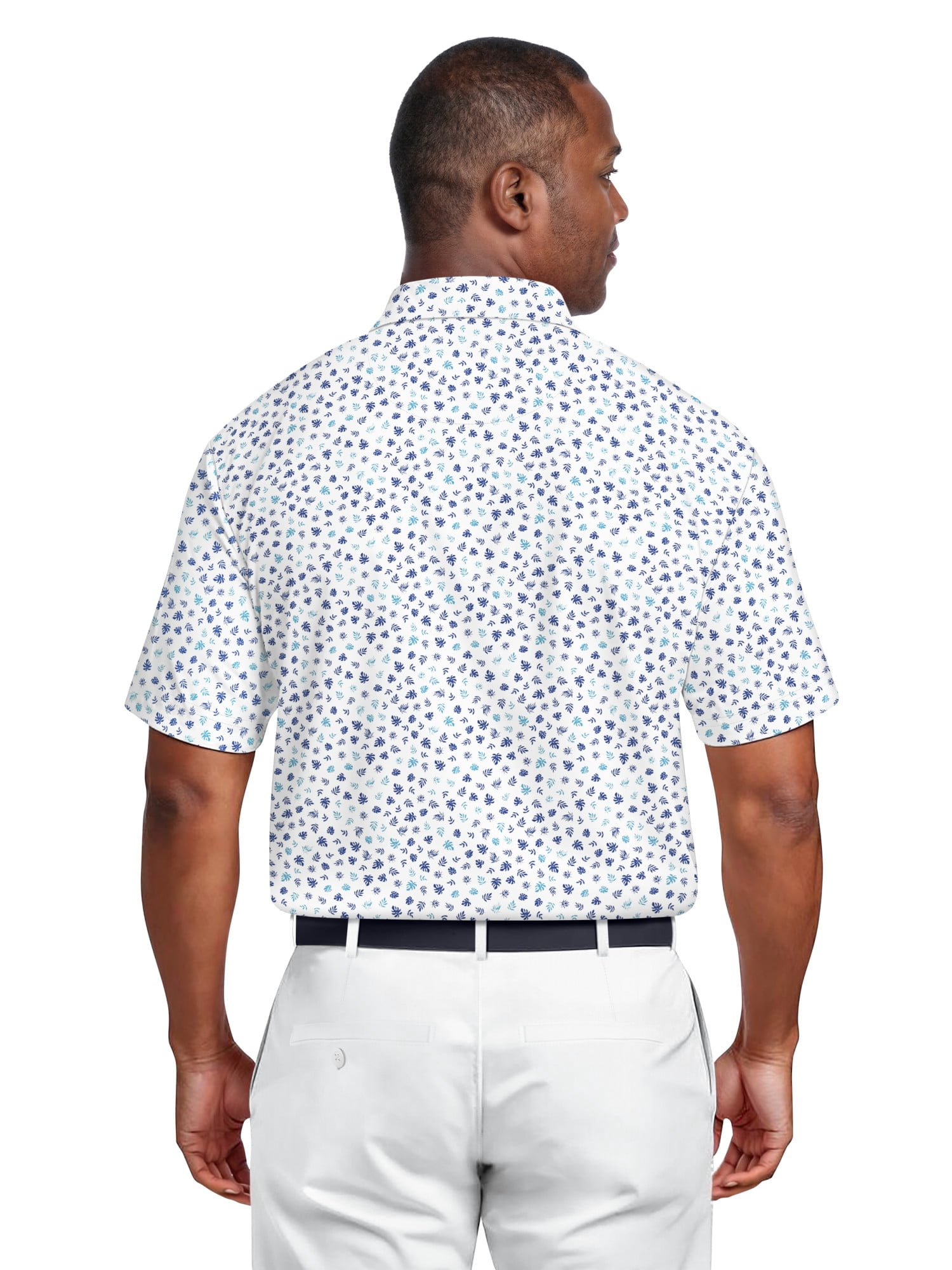 Ben Hogan Men's & Big Men's Performance Micro Fall Leaf Short Sleeve Golf Polo Shirt, Sizes S-5XL