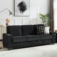 thumbnail image 4 of 83.86" Corduroy Fabric sofa,Modern Compressed Couch, 3-Seater Sofa, Furniture for Living Room, Bedroom, Office (Black), 4 of 11