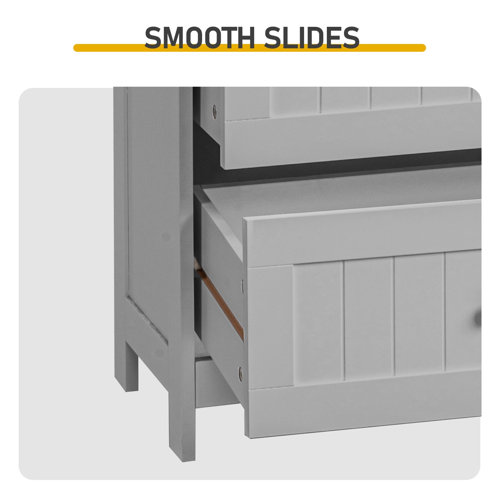 2-Drawer 2-Door Vertical Bathroom Cabinet, Grey, 23.62 x 11.81 x 43.31 in