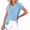 Blue, variant on Women's Summer Button Shirts Boho Short Sleeve Tops Casual V Neck Trendy Clothing Lightweight Comfy Vacation Tees