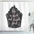 thumbnail image 1 of Ambesonne Saying Shower Curtain, Cupcake Silhouette Dots, 69"Wx75"L, Charcoal Grey and Rose, 1 of 3