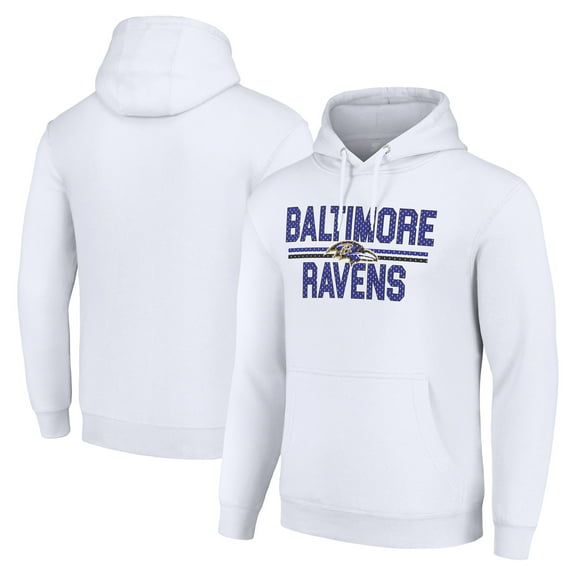 Unisex Starter White Baltimore Ravens Team Mesh Print Graphic Tri-Blend Pullover Hoodie