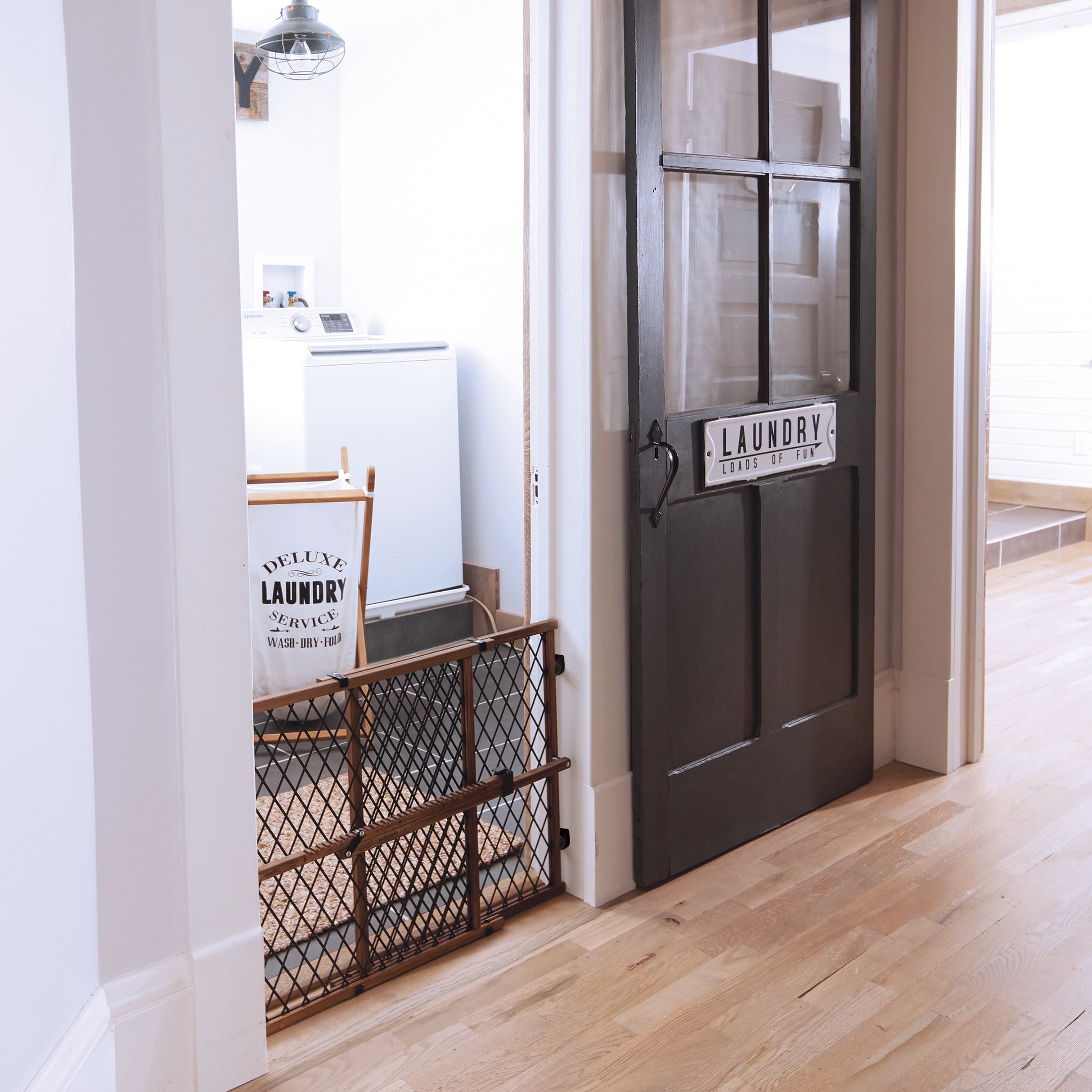 Evenflo Position & Lock Adjustable Wood Baby Gate, Fits Openings 26 - 42 in. Wide