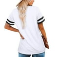 thumbnail image 6 of gakvbuo Plus Size Tunic Tops For Womens Summer Tops 2023 Casual Dressy Women's Splicing V-neck Short-sleeved Loose Striped Solid Color Tops, 6 of 8
