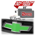 thumbnail image 2 of 2Pcs 5"x10" Chevy Emblem Bowtie 3D Matte Green Carbon Fiber Vinyl Wrap Sticker Decal Film Sheet, 2 of 8