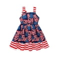thumbnail image 4 of Girls Independence Day Dress Square Neck Bow Shoulder A-Line Flowy 4th of July Outfit for 2-3 Years, Flag, 4 of 10