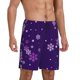 thumbnail image 2 of Balery Crystal Purple Snowflake Pantalones cortos de pijama de punto de algodón para hombre con cinturilla y bolsillos-Large, 2 of 6